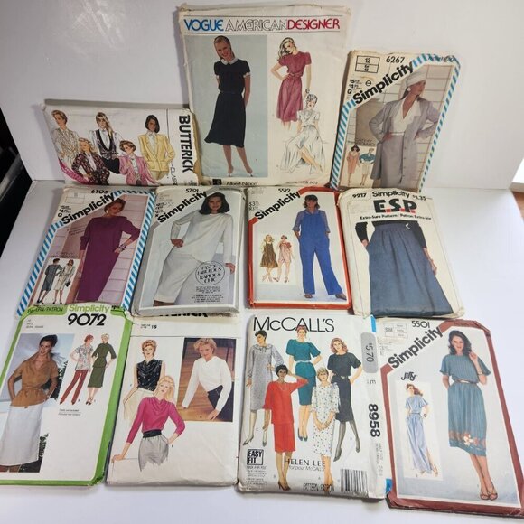 Sewing Patterns Lot of 11 Vogue Simplicity Butterick McCalls Cut Vintage 70s 80s - Picture 1 of 11